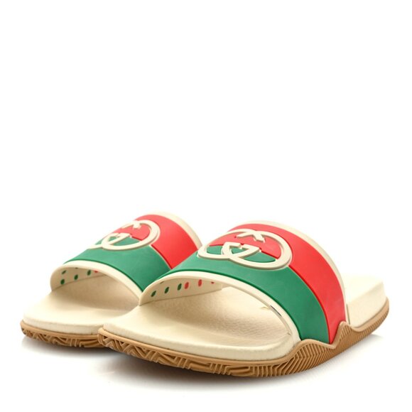 NIB 100% Authentic Gucci Interlocking GG Slides Red White Green $450 - Picture 3 of 7